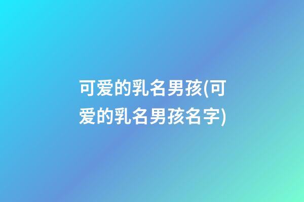 可爱的乳名男孩(可爱的乳名男孩名字)