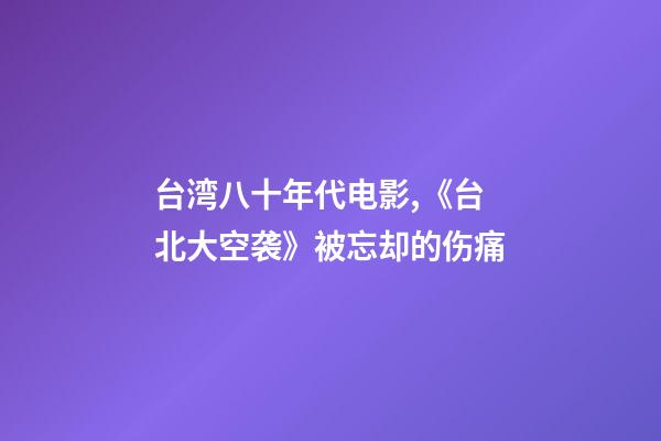 台湾八十年代电影,《台北大空袭》被忘却的伤痛-第1张-观点-玄机派