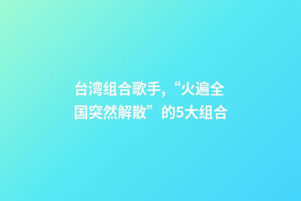 台湾组合歌手,“火遍全国突然解散”的5大组合-第1张-观点-玄机派
