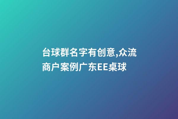 台球群名字有创意,众流商户案例广东EE桌球-第1张-观点-玄机派