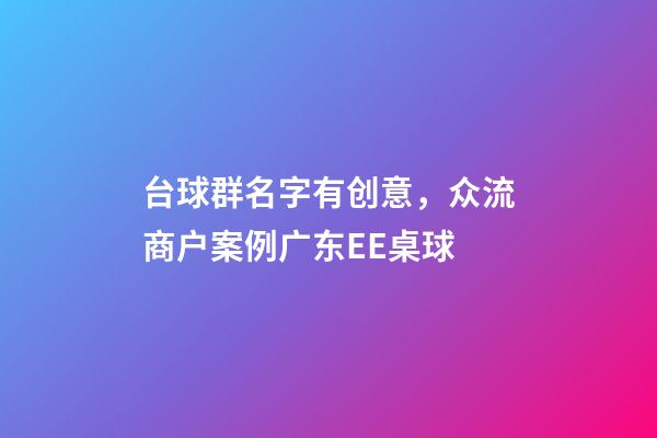 台球群名字有创意，众流商户案例广东EE桌球-第1张-观点-玄机派