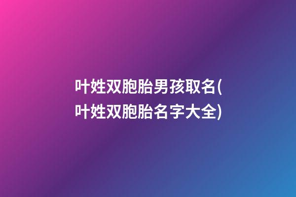 叶姓双胞胎男孩取名(叶姓双胞胎名字大全)