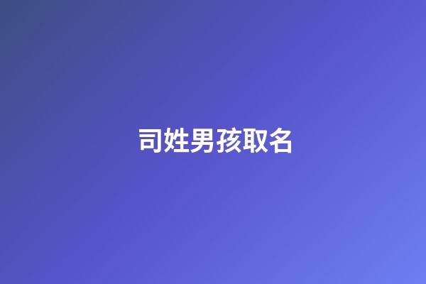 司姓男孩取名(司姓男孩名字)-第1张-男孩起名-玄机派