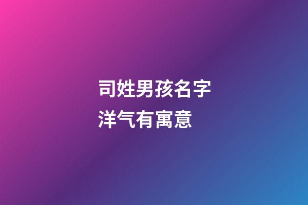 司姓男孩名字洋气有寓意