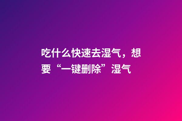 吃什么快速去湿气，想要“一键删除”湿气-第1张-观点-玄机派