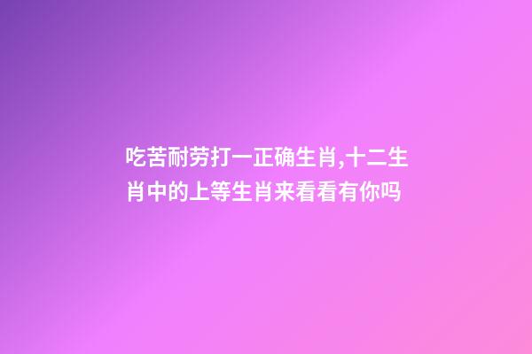 吃苦耐劳打一正确生肖,十二生肖中的上等生肖来看看有你吗-第1张-观点-玄机派