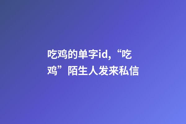 吃鸡的单字id,“吃鸡”陌生人发来私信-第1张-观点-玄机派