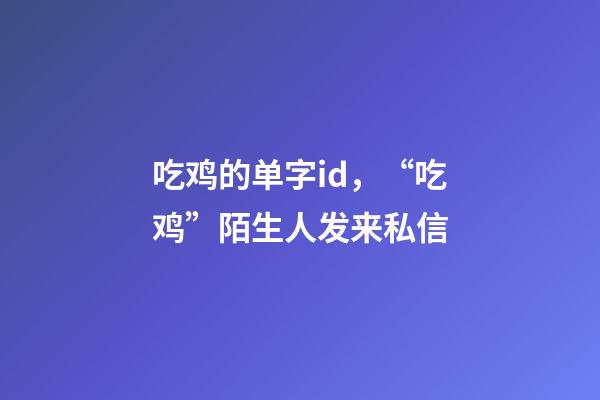 吃鸡的单字id，“吃鸡”陌生人发来私信-第1张-观点-玄机派