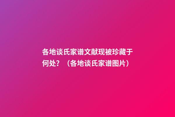各地谈氏家谱文献现被珍藏于何处？（各地谈氏家谱图片）
