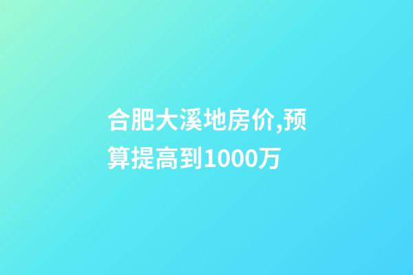 合肥大溪地房价,预算提高到1000万-第1张-观点-玄机派