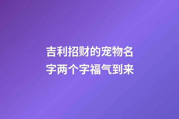 吉利招财的宠物名字两个字福气到来