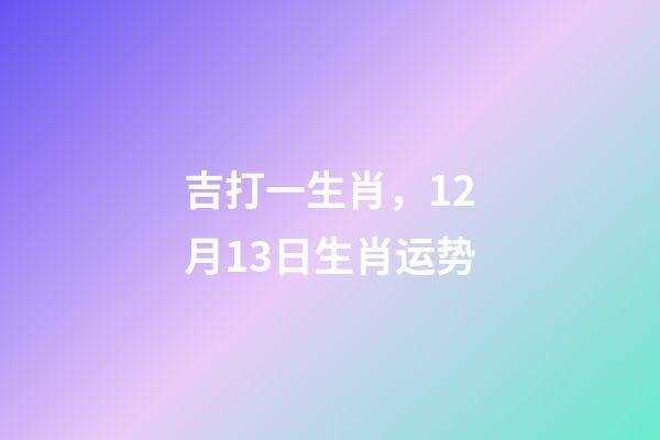 吉打一生肖，12月13日生肖运势-第1张-观点-玄机派