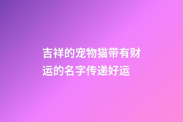 吉祥的宠物猫带有财运的名字传递好运