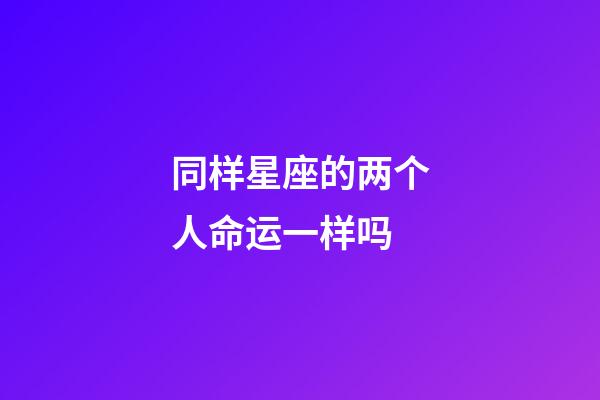 同样星座的两个人命运一样吗-第1张-星座运势-玄机派