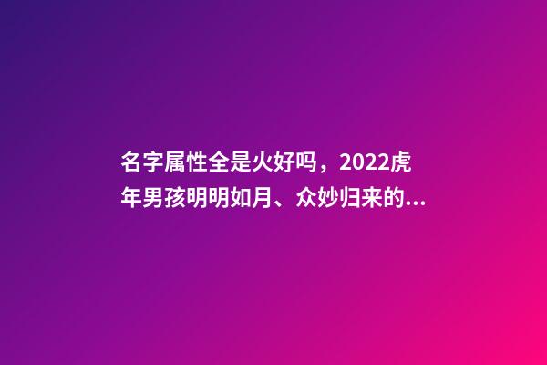 名字属性全是火好吗，2022虎年男孩明明如月、众妙归来的男宝宝名字大全-第1张-观点-玄机派