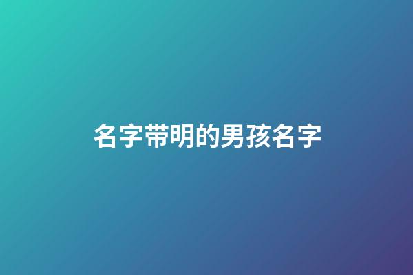 名字带明的男孩名字(名字带明的男孩名字好听)-第1张-男孩起名-玄机派