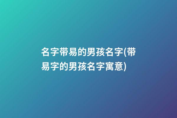 名字带易的男孩名字(带易字的男孩名字寓意)