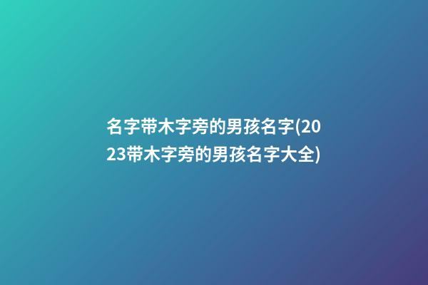 名字带木字旁的男孩名字(2023带木字旁的男孩名字大全)