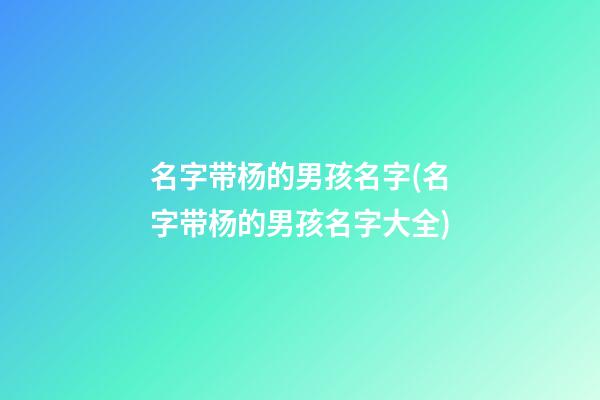 名字带杨的男孩名字(名字带杨的男孩名字大全)