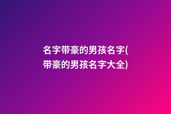 名字带豪的男孩名字(带豪的男孩名字大全)