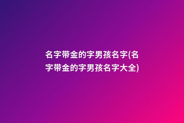 名字带金的字男孩名字(名字带金的字男孩名字大全)