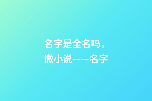 名字是全名吗，微小说——名字-第1张-观点-玄机派