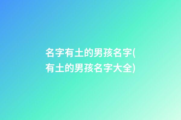 名字有土的男孩名字(有土的男孩名字大全)
