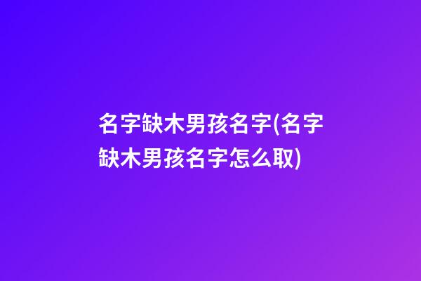 名字缺木男孩名字(名字缺木男孩名字怎么取)