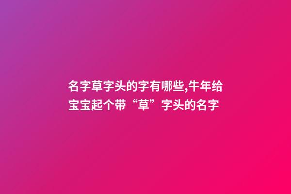 名字草字头的字有哪些,牛年给宝宝起个带“草”字头的名字-第1张-观点-玄机派