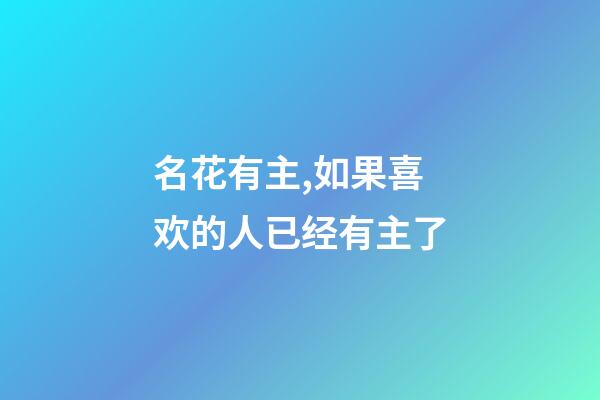 名花有主,如果喜欢的人已经有主了-第1张-观点-玄机派