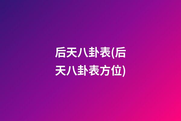 后天八卦表(后天八卦表方位)