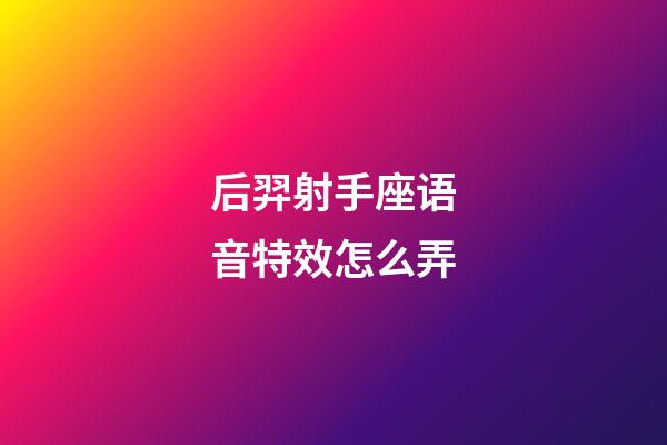 后羿射手座语音特效怎么弄-第1张-星座运势-玄机派