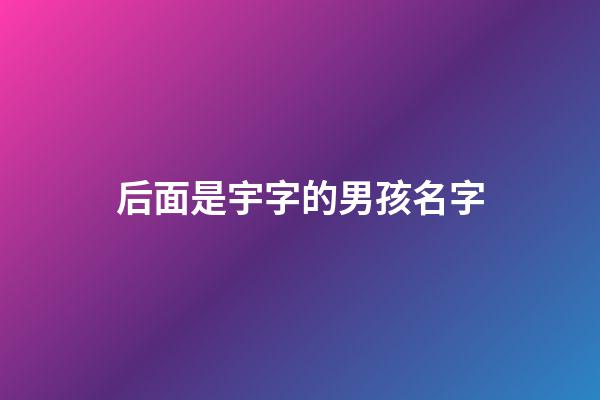 后面是宇字的男孩名字(名字后面带宇的男孩名字)-第1张-男孩起名-玄机派