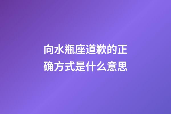 向水瓶座道歉的正确方式是什么意思-第1张-星座运势-玄机派