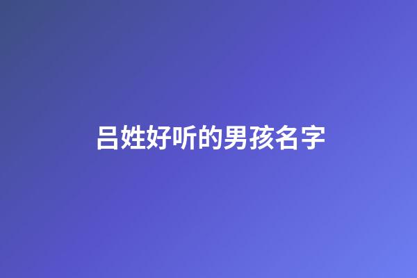 吕姓好听的男孩名字(吕姓男孩洋气一点名字)-第1张-男孩起名-玄机派