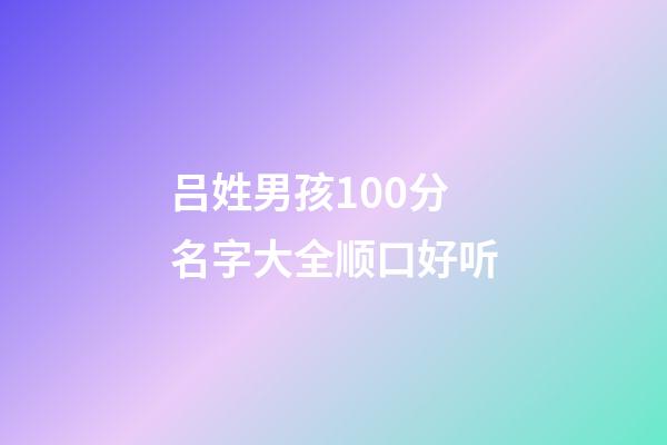 吕姓男孩100分名字大全顺口好听