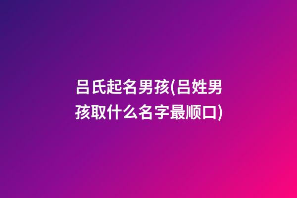 吕氏起名男孩(吕姓男孩取什么名字最顺口)