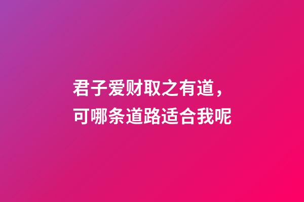 君子爱财取之有道，可哪条道路适合我呢?