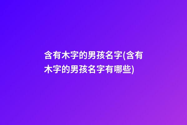含有木字的男孩名字(含有木字的男孩名字有哪些)