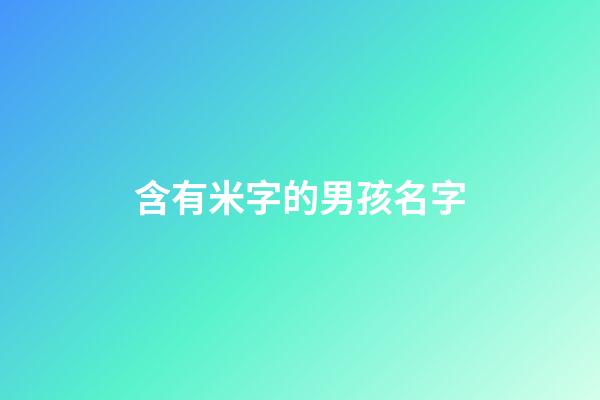 含有米字的男孩名字(名字带有米字的男孩取名字)-第1张-男孩起名-玄机派