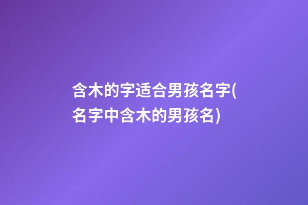 含木的字适合男孩名字(名字中含木的男孩名)