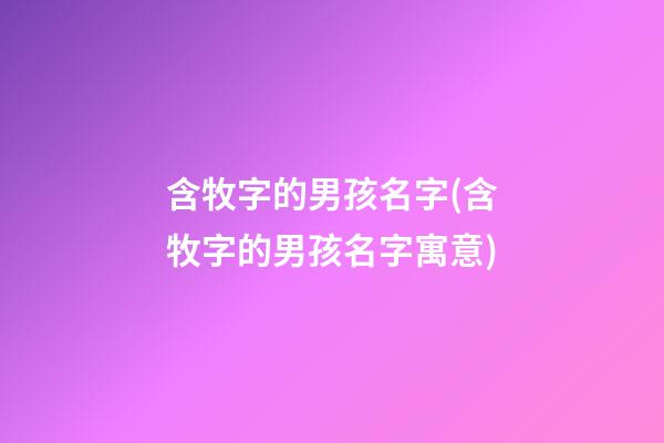 含牧字的男孩名字(含牧字的男孩名字寓意)