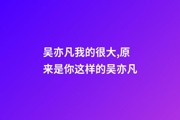 吴亦凡我的很大,原来是你这样的吴亦凡-第1张-观点-玄机派