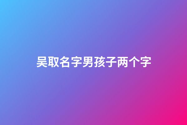 吴取名字男孩子两个字(吴取两个字的名字)-第1张-男孩起名-玄机派