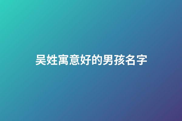 吴姓寓意好的男孩名字(吴姓寓意好的男孩名字属龙)-第1张-男孩起名-玄机派