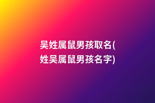 吴姓属鼠男孩取名(姓吴属鼠男孩名字)