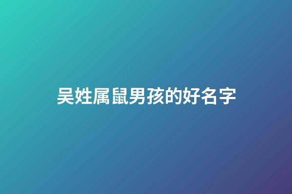 吴姓属鼠男孩的好名字