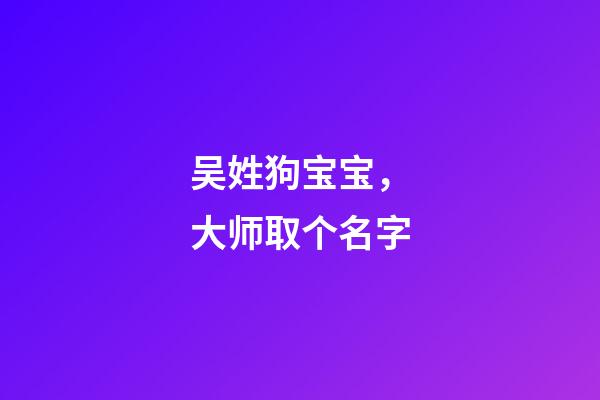 吴姓狗宝宝，大师取个名字