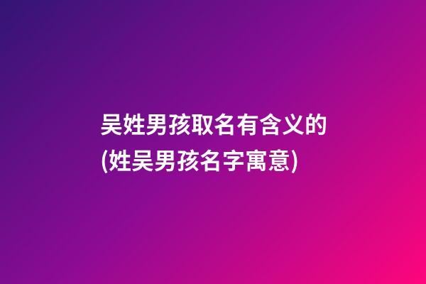 吴姓男孩取名有含义的(姓吴男孩名字寓意)