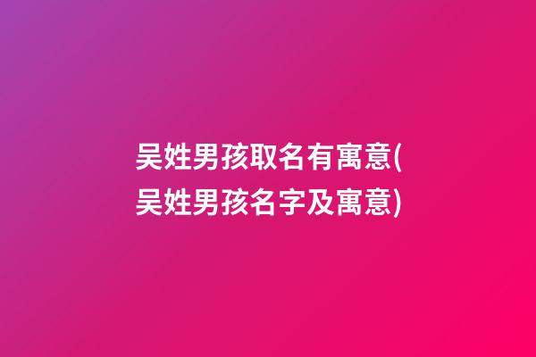 吴姓男孩取名有寓意(吴姓男孩名字及寓意)
